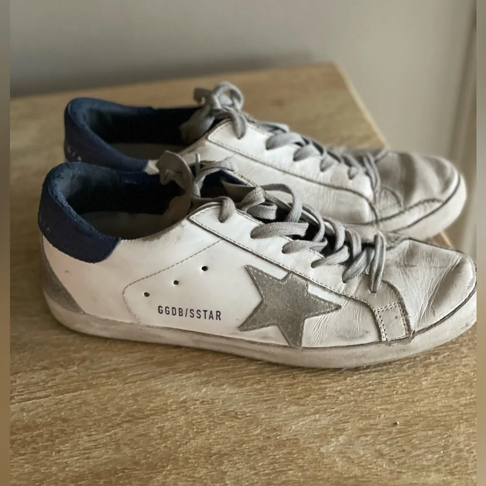 Authentic  Golden Goose  White and Navy Sneakers. Size 39. - Picture 6 of 8